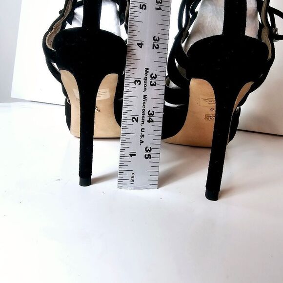 NEW Banana Republic Black Suede Jene Lace-Up Stiletto Heels Size 8 - Picture 6 of 8